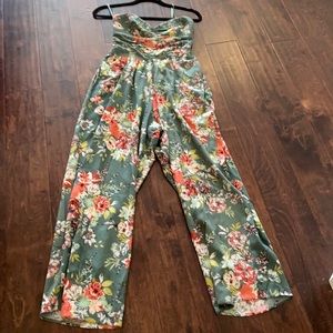 Band of gypsies floral jumpsuit strapless